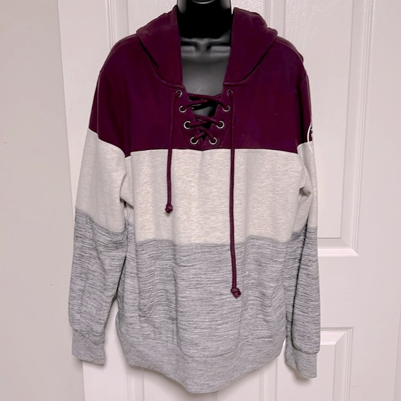 REFLEX 🥶 COTTON BLEND LACE-UP “LOVE” KANGAROO POCKET HOODED SWEATSHIRT Women 2X - Picture 2 of 7
